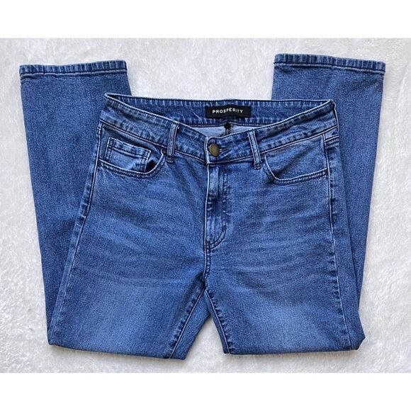 Prosperity Denim Vintage Straight Leg High Rise Crop Jeans in Blue, Size 29 - Picture 5 of 16